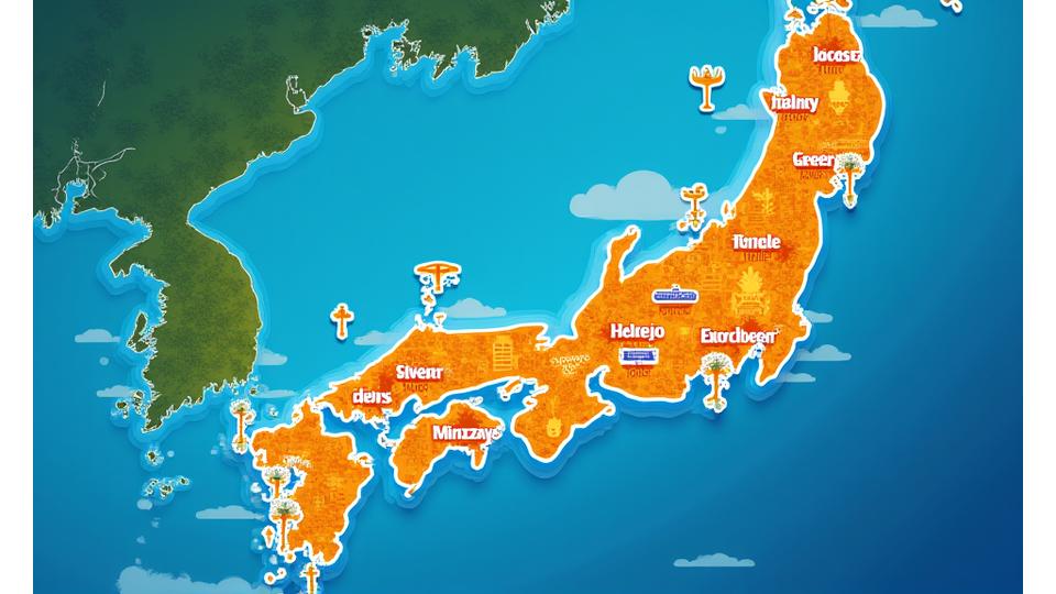 日本の地図に、成功事例が記されたピンが多数表示されており、地域の漁村が活性化している様子がアイコンで表現されている。
