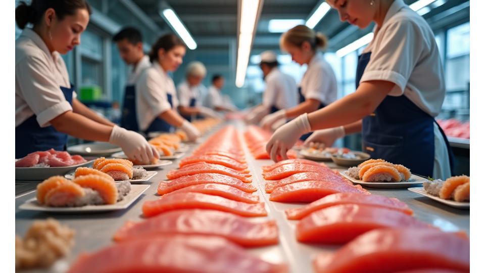 千葉県漁協の市場で魚を仕分ける様子