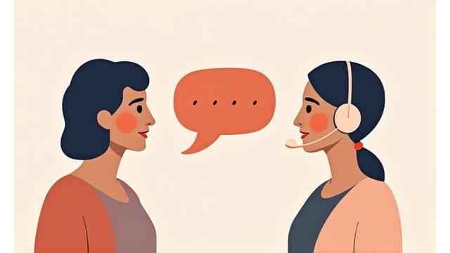 顧客サポートとデータ保護の対話のイラスト