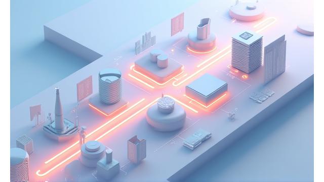 データフローとセキュリティ管理を示す抽象的な図解